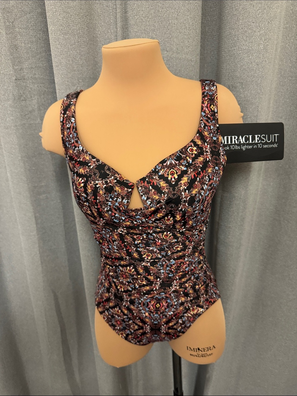 Miraclesuit Black Floral-Keyhole One-Piece Swimsuit